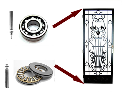 Bearings used when installing wrought iron doors